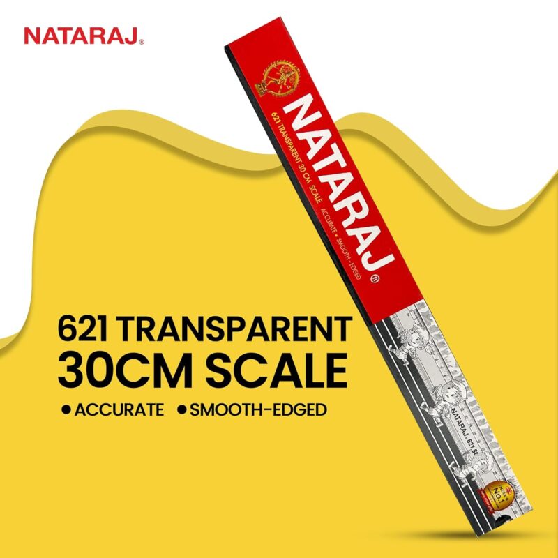 30 cm Scale Nataraj 621 Transparent High Accuracy, Smooth and Rounded Edges, Child-safe, Bold Markings for Precise Results - Image 2