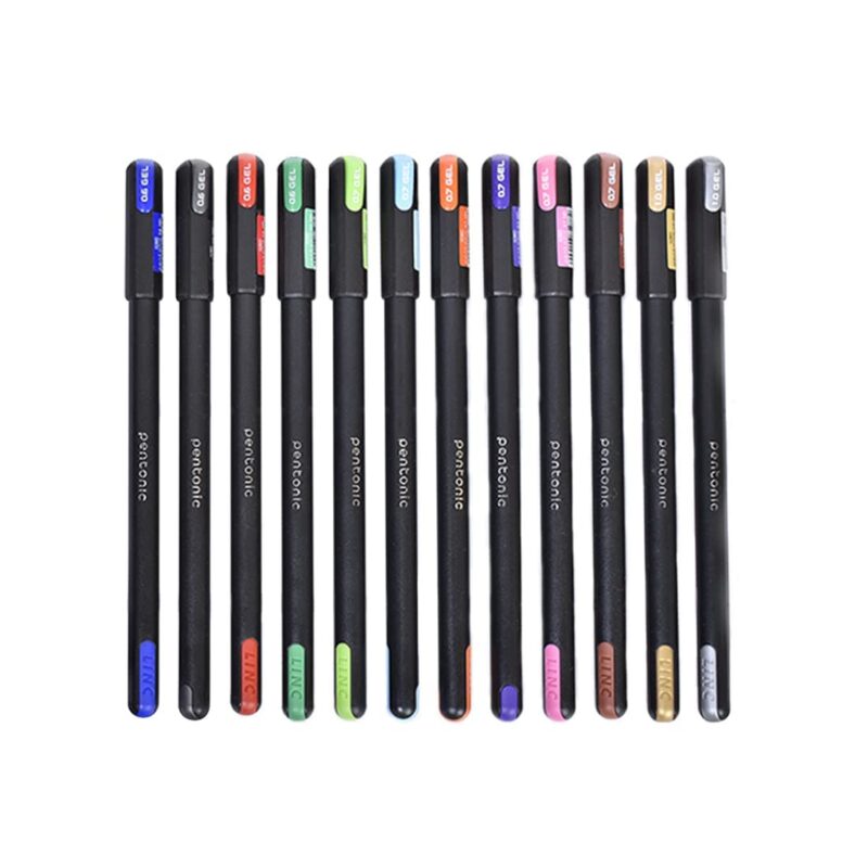 Pentonic Multicolor Gel Pen With Hard Box Case | 0.6 mm-1.0 mm | Sleek Matt Finish, Featherlite feel | Waterproof Gel Ink, Ultra- Low Viscosity Ink | Black Body, 12 Pcs Set  Amazon.in Office Products - Image 8