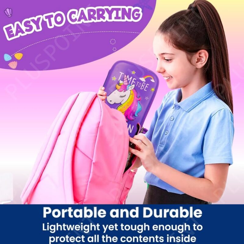 PLUSPOINT 3D Unicorn Pencil case Large Capacity Premium Stylish EVA Case Embossed Compass with More Space, School Supply Organizer for Students, Stationery Box, Cosmetic Zip Pouch Bag  Amazon.in Toys & Games - Image 15