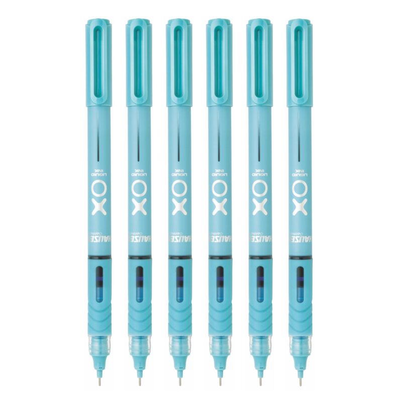 Hauser XO Liquid Ink Roller Pen | Needle Tip For Smooth & Consistent Ink Flow | Fitted with Controlled Ink Flow System & Rubberized Grip | Blue Ink, Pack of 6  Amazon.in Office Products - Image 2