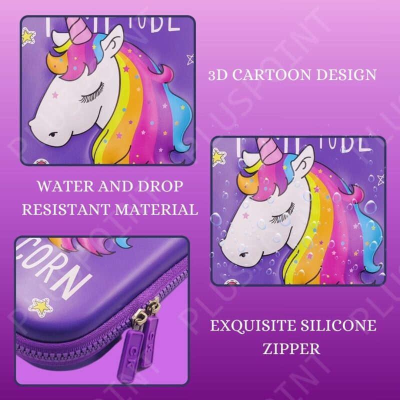 PLUSPOINT 3D Unicorn Pencil case Large Capacity Premium Stylish EVA Case Embossed Compass with More Space, School Supply Organizer for Students, Stationery Box, Cosmetic Zip Pouch Bag  Amazon.in Toys & Games - Image 13