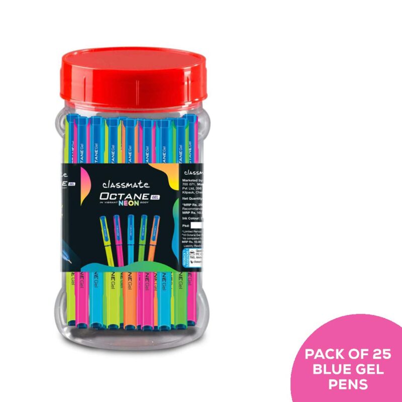 Classmate Octane Neon- Blue Gel Pens (Pack of 5)|Smooth Writing Pens|Water-Proof Ink for Smudge-Free writing|Attractive Neon Body Colours|Preferred by Students for Exam & Class Notes  Amazon.in Office Products - Image 16