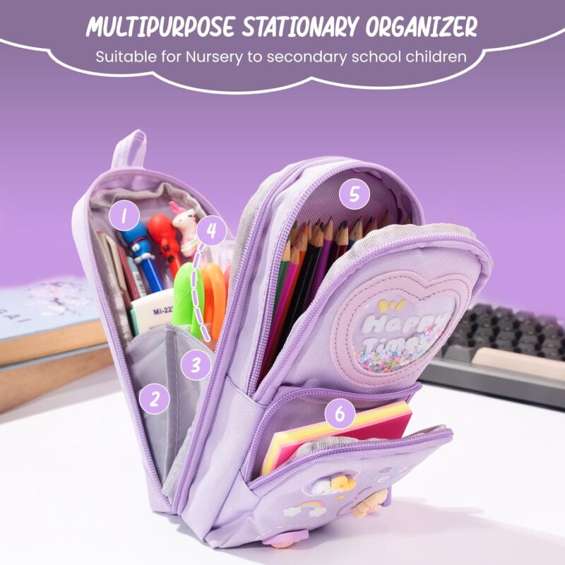 WireScorts Premium Pencil Case 6 Layer with 3 Compartment Cute Aesthetic Pencil Case for Girls Large Capacity Pencil Pouch Multifunctional Pouch for School Kids Cute Stationary Gift - Purple  Amazon.in Toys & Games