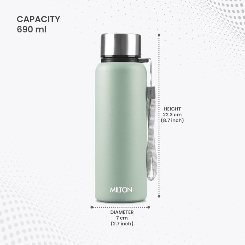 MILTON Brim 750 Stainless Steel Water Bottle, 690 ml water bottles, Single walled, Leak-Proof, Rust-free Steel Bottle, Easy Grip, Easy to Carry, Travel Bottle, Light Green  Amazon.in Home & KitchenWatch the videoWatch the videoWatch the videoWatch the video - Image 12