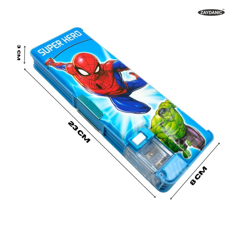 ZAYDANIC Plastic Spiderman Pencil Box Case | Inbuilt Led Light With Dual Sharpener (Magnetic Lock & Dual Compartments) With School Stationery Kit For Kids & Students, Multicolor  Amazon.in Toys & Games - Image 10