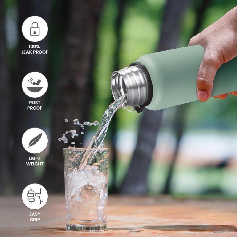 MILTON Brim 750 Stainless Steel Water Bottle, 690 ml water bottles, Single walled, Leak-Proof, Rust-free Steel Bottle, Easy Grip, Easy to Carry, Travel Bottle, Light Green  Amazon.in Home & KitchenWatch the videoWatch the videoWatch the videoWatch the video - Image 9