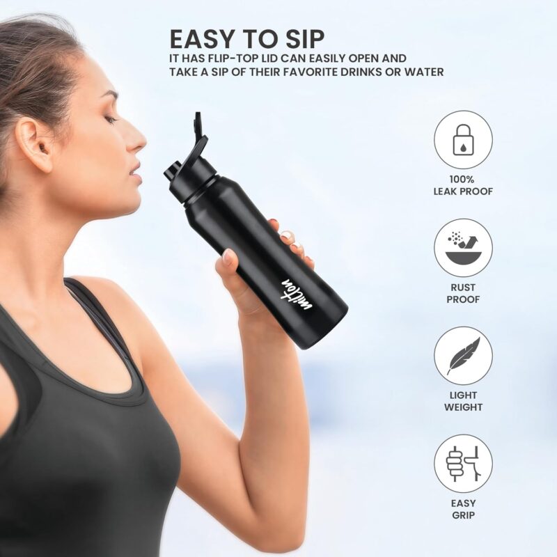 MILTON Comet 1000 Single Wall Stainless Steel Water Bottle 1000ml for School, Office, Home, Gym, Leakproof, Rust free, Black  Amazon.in Home & KitchenWatch the videoWatch the videoWatch the videoWatch the videoWatch the videoWatch the videoWatch the video - Image 9