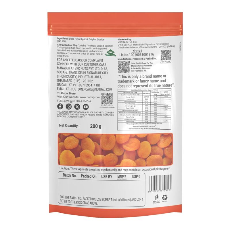 Nutraj Dried Premium Turkish Apricots 200G - Image 7