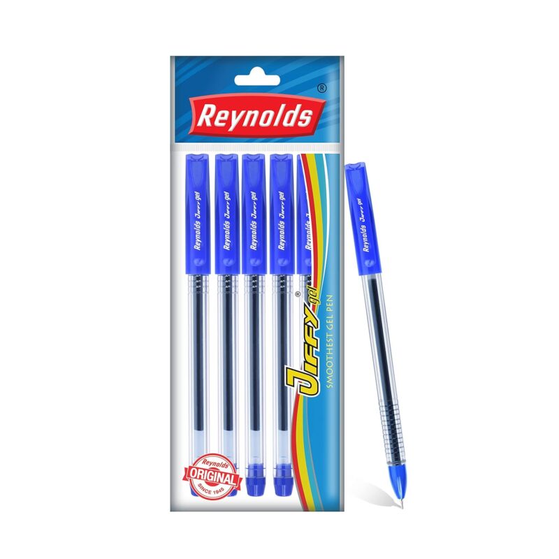 Reynolds JIFFY 5 CT BLUE I Lightweight Gel Pen With Comfortable Grip for Extra Smooth Writing I School and Office Stationery | 0.5mm Tip Size  Amazon.in Office Products