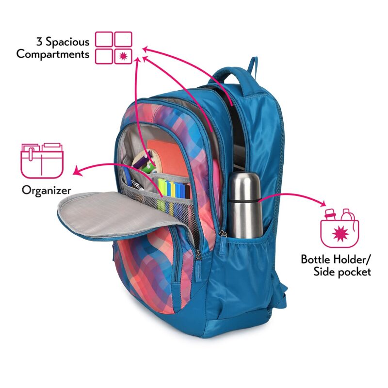 Genie Plaids 19 inches Blue School Backpack (PLAIDS19SBBLU)  Amazon.in Fashion - Image 9
