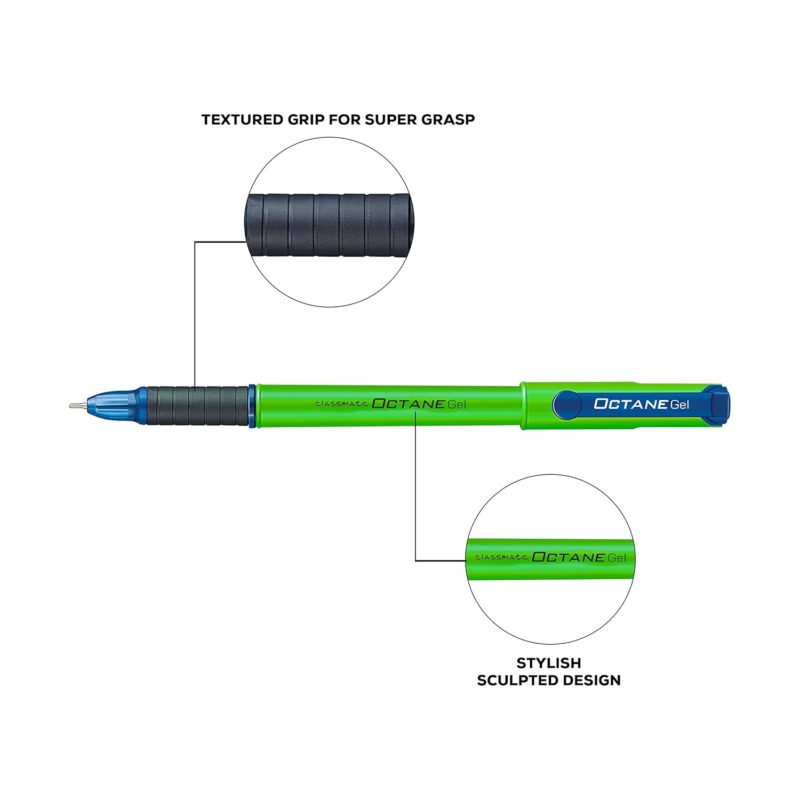 Classmate Octane Neon- Blue Gel Pens (Pack of 5)|Smooth Writing Pens|Water-Proof Ink for Smudge-Free writing|Attractive Neon Body Colours|Preferred by Students for Exam & Class Notes  Amazon.in Office Products - Image 18