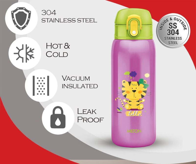 Milton Jolly 475 thermosteel Kids Hot and Cold Water Bottle, 390 ml, Green  Amazon.in Home & Kitchen - Image 2