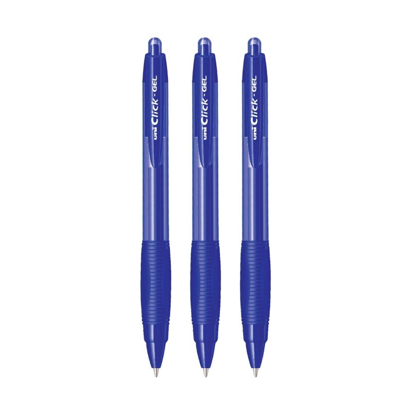 uni-ball Click Gel XSGR7 0.7mm Gel Pen | Triangular Rubber Grip Barrel | Retractable Mechanism | Blue Ink, Pack of 3  Amazon.in Office Products - Image 5