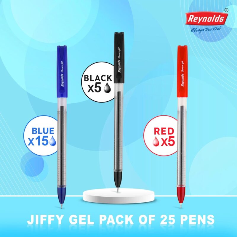Reynolds JIFFY 5 CT BLUE I Lightweight Gel Pen With Comfortable Grip for Extra Smooth Writing I School and Office Stationery | 0.5mm Tip Size  Amazon.in Office Products - Image 17