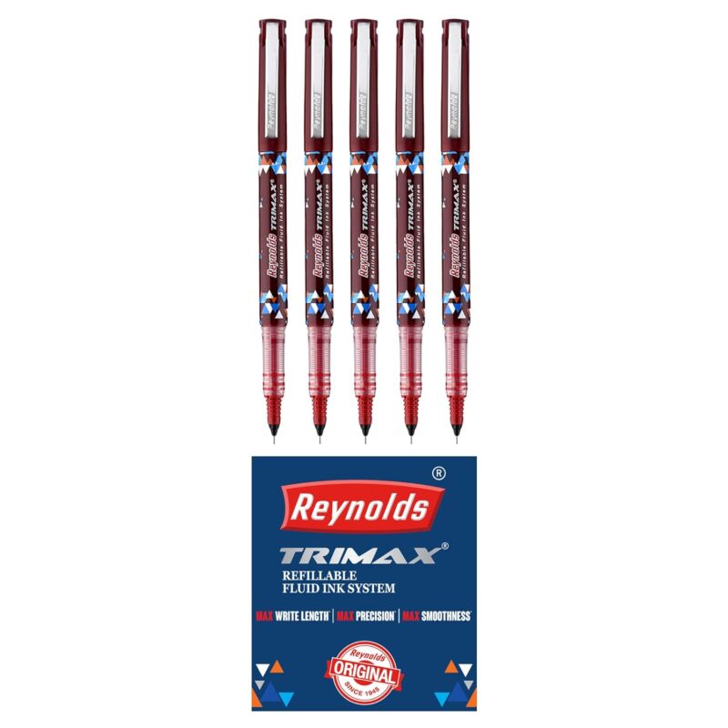Reynolds TRIMAX RollerBall Pen SET - 5 PENS BLUE | ROLLER BALL PEN FOR WRITING | PEN FOR STUDENTS & OFFICE STATIONERY | 0.5 mm TIP SIZE  Amazon.in Office Products - Image 14