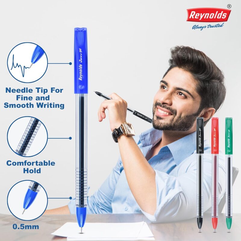 Reynolds JIFFY 5 CT BLUE I Lightweight Gel Pen With Comfortable Grip for Extra Smooth Writing I School and Office Stationery | 0.5mm Tip Size  Amazon.in Office Products - Image 23