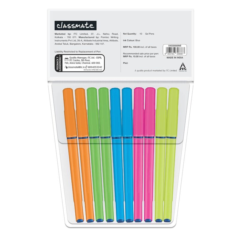 Classmate Octane Neon- Blue Gel Pens (Pack of 5)|Smooth Writing Pens|Water-Proof Ink for Smudge-Free writing|Attractive Neon Body Colours|Preferred by Students for Exam & Class Notes  Amazon.in Office Products - Image 21