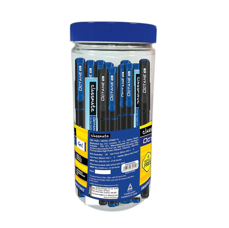 Classmate Octane- Blue and Black Gel Pens (Pack of 25)|Smooth Writing Pens|Water-Proof Ink for Smudge-Free writing|Preferred by Students for Exam & Class Notes|Study at Home Essentials  Amazon.in Office Products - Image 4